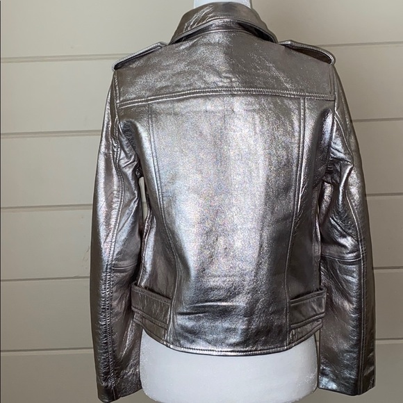 Walter Baker Allison Leather Moto Silver Jacket - Picture 10 of 16